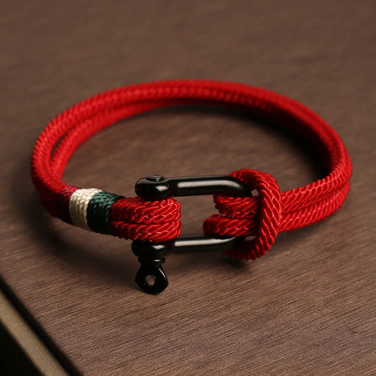 Bracelet porte-bonheur en acier inoxydable, style ancien tibétain bouddhiste à fil rouge, tradition simple et élégante