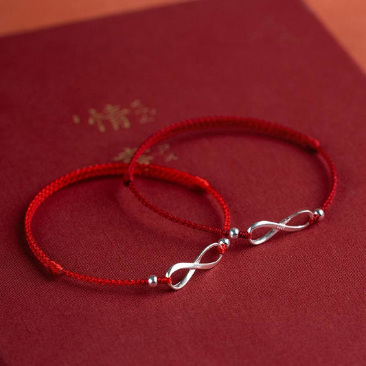Antike tibetisch-buddhistische Tradition: Armband/Fußkettchen aus 925er Sterlingsilber mit endlosem Knoten zum Schutz und Glück.