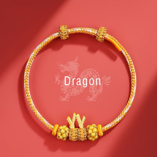 Bracelet tressé à la main, selon la tradition bouddhiste tibétaine ancienne du fil rouge, symbole de l'année du Dragon et du zodiaque chinois mignon, porte-bonheur.