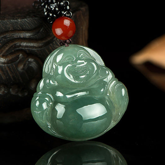 Collier d'énergie Bouddha, pendentif Bouddha rieur en jade, collier d'abondance