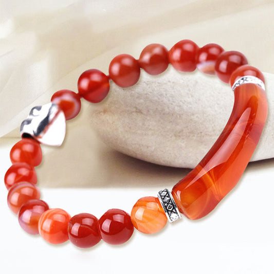 Unisex-Herzarmband aus Jade-Naturkristallperlen
