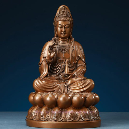 Spiritualität Kwan Yin Avalokitesvara Lotus Reichtum Kupferstatue Heimtischdekoration