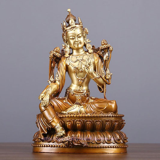 Bodhisattva Grüne Tara Figur Schutz Messing Kupfer Statue Heimgabe Dekoration