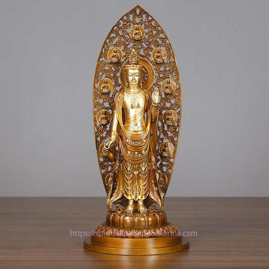 Spirituelle Kwan Yin Avalokitesvara Aura Harmonie Messing Kupfer Statue Heimtischdekoration