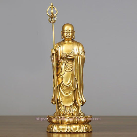 Spiritualität Ksitigarbha Bodhisattva Figur Mitgefühl Kupferstatue Heimdekoration