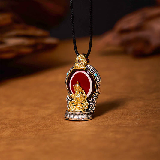 Buddha-Energie-Halskette mit tibetischem Avalokitesvara-Dzi-Perlenmuster, aus reinem Kupfer, heilender Halskettenanhänger