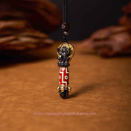 Buddha-Energie-Halskette Tibet Om Mani Padme Hum Dzi-Perle Schädel Weisheits-Halskette Anhänger