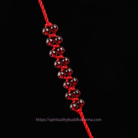 Tibetischer Knoten, Schutz, Chinesisches Tierkreiszeichen, natürlicher Granat-Friedensgürtel, Segensgürtel mit roter Schnur, Bauchkette