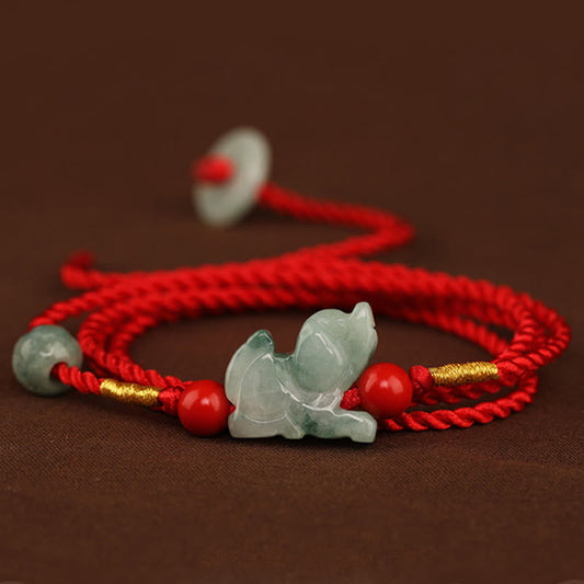 Tibetischer Knoten, Jade-Friedensgürtel, Segenskette mit roter Schnur, Bauchkette