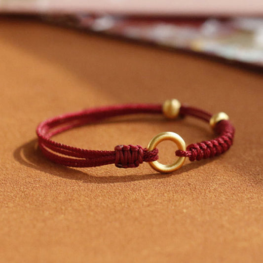 Antikes tibetisch-buddhistisches Armband mit roter Schnur, Friedensverschluss aus Legierung, Glücksarmband