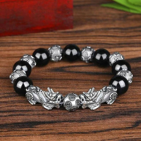 Spiritualität Buddha Karma Tibetisches Feng Shui PiXiu Obsidian Armband