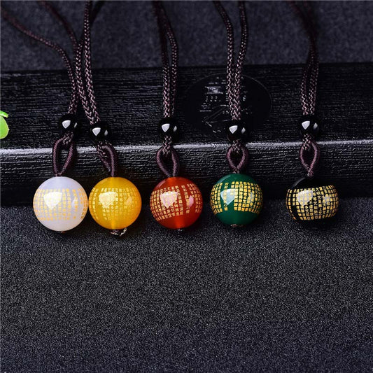 Goldene Energie Citrin Halskette mit tibetischem Buddhismus und Herz-Sutra