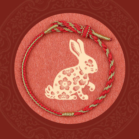 Ancient Tibetan Buddhist Red String Tradition Handmade Chinese Zodiac Rabbit Rooster Rat Horse Dragon Protection Braid String Bracelet