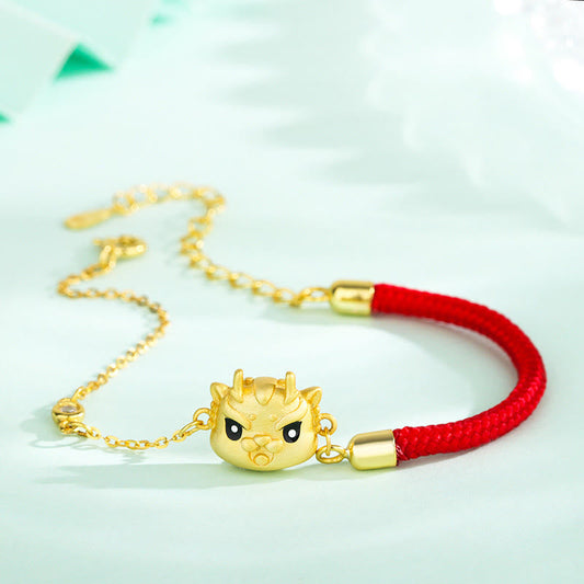 ❗❗❗A Flash Sale- Ancient Tibetan Buddhist Red String Tradition 925 Sterling Silver Year of the Dragon Luck Cute Dragon Red String Chain Protection Bracelet