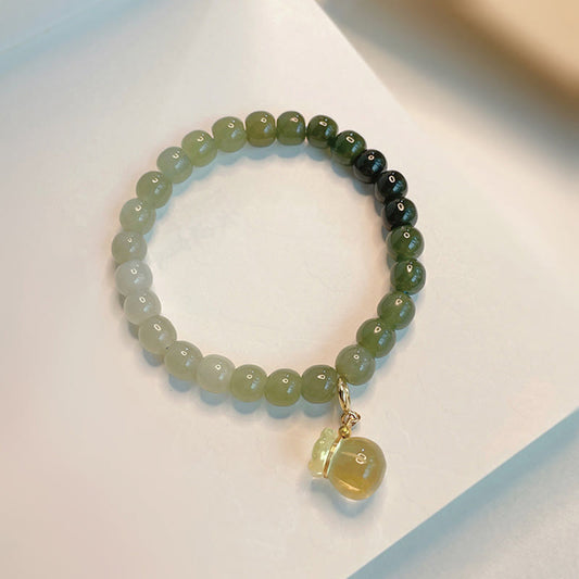 Jade Natural Hetian Jade Money Bag Charm Bead Prosperity Bracelet
