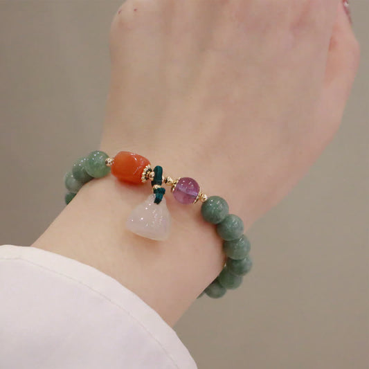 Jade Cyan Jade Lotus Pumpkin Wish Peace Buckle Amethyst Crystal Healing Bracelet