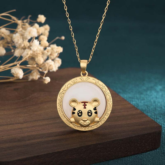 Jade White Jade Year of the Tiger Blessing Necklace