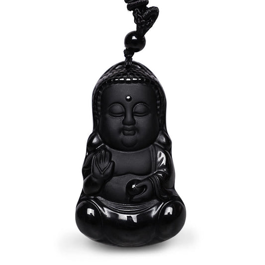 Spirituality Buddha Karma Tibet Chinese Zodiac Natal Buddha Thangka Prosperity Rotatable Dzi Bead Necklace Pendant