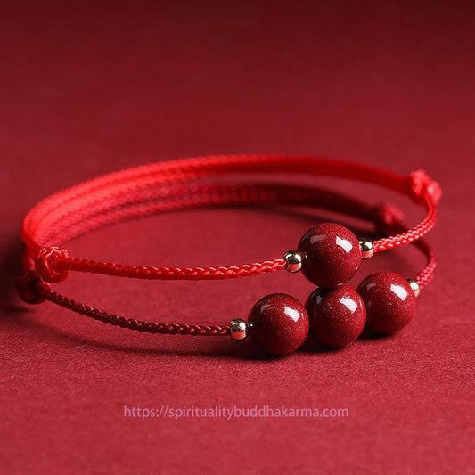 Antike tibetisch-buddhistische Tradition: Armband und Fußkettchen aus natürlicher Glücksperle aus Zinnober.