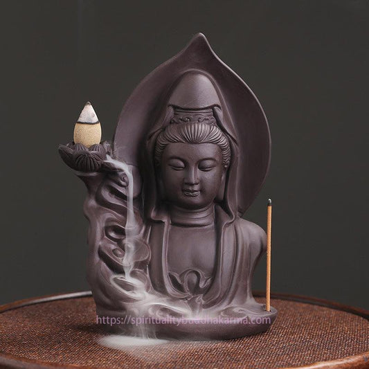 Spiritualität Tibetischer Avalokiteshvara Buddha Lotus Heilung Rückfluss Rauchbrunnen Räuchergefäß