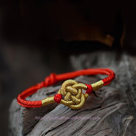Altes tibetisch-buddhistisches Armband aus rotem Faden, handgefertigt, schlichtes Design, chinesische Knotentechnik, geflochten, Glücksbringer und Symbol für Stärke