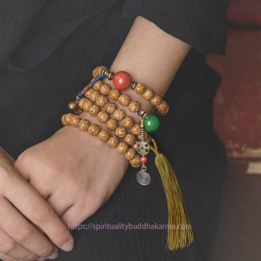 Spiritualität Buddha Karma 108 Mala-Perlen Bodhi-Samen Weisheit Frieden Quastenarmband