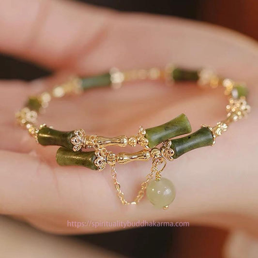 Jade Bamboo Jade Pattern Luck Bracelet Bangle
