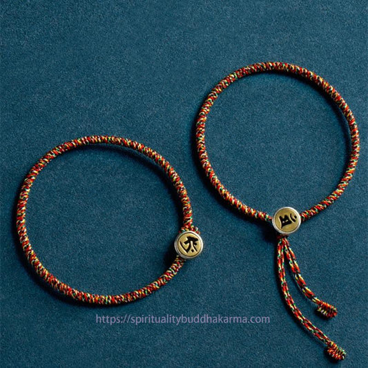 Ancient Tibetan Buddhist Red String Tradition Handmade 925 Sterling Silver Chinese Zodiac Natal Buddha Protection Colorful Rope Bracelet