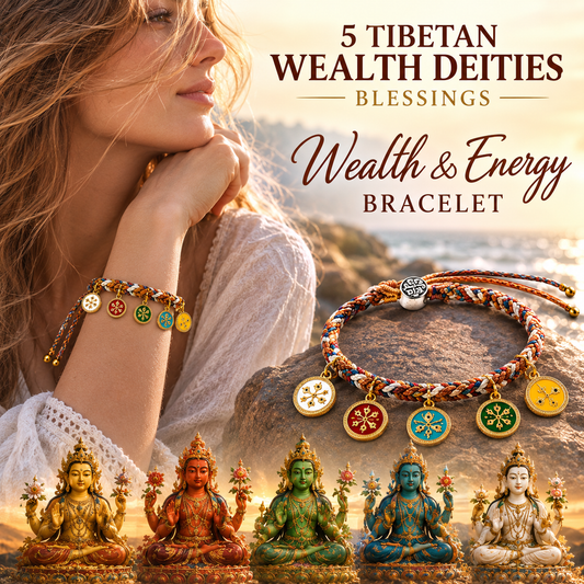 ShineRiva Blessed By Five Wealth Deities — Tibetan Bracelet for Attracting Wealth & Good Fortune