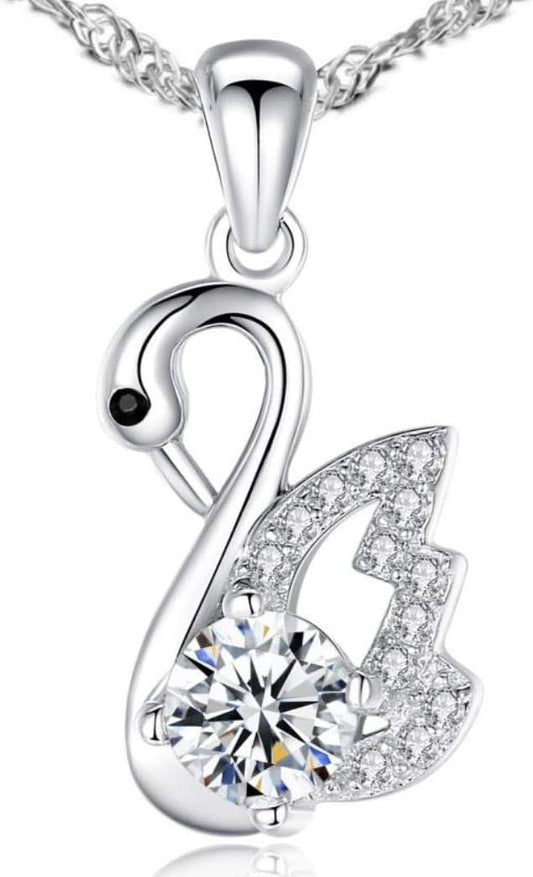 925 Sterling Silver,Swan Pendant.18 inches,Prince of Wales Chain,Diamond Cut Twist Curb Necklace Chain Women Girls Jewelery Box