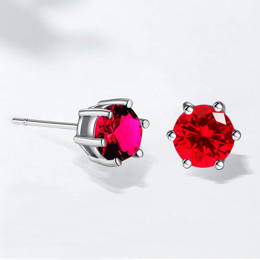 Birthday Stone,Daily Wear,925 Sterling Silver 18ct White Gold Plated Earrings Stud Men Women,Jewelry Box Gift Choice