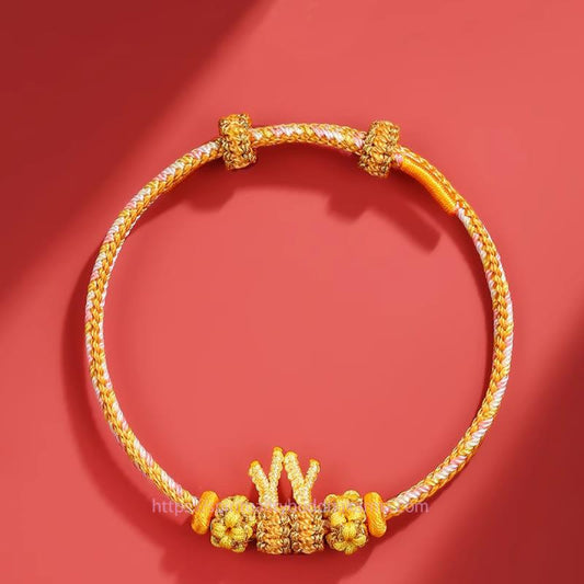 Bracelet tressé à la main, selon la tradition bouddhiste tibétaine ancienne du fil rouge, symbole de l'année du Dragon et du zodiaque chinois mignon, porte-bonheur.