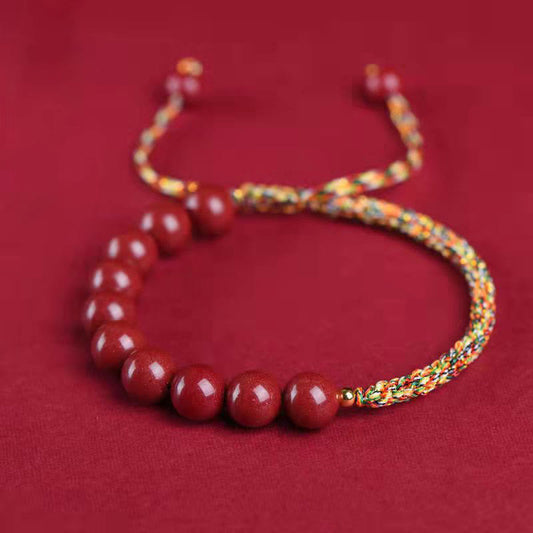 Altes tibetisch-buddhistisches Armband aus rotem, natürlichem Zinnober mit King-Kong-Knoten – ein Segensarmband