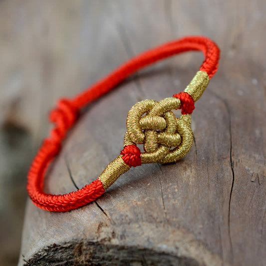 Altes tibetisch-buddhistisches Armband aus rotem Faden, handgefertigt, schlichtes Design, chinesische Knotentechnik, geflochten, Glücksbringer und Symbol für Stärke