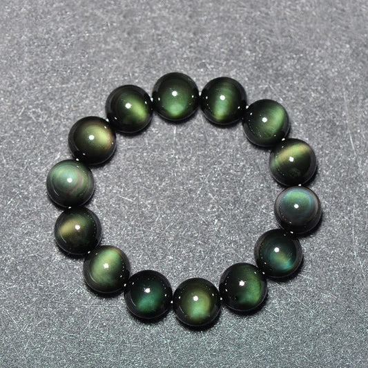 Bracelet de richesse en obsidienne verte naturelle, symbole de spiritualité, de bouddhisme et de karma