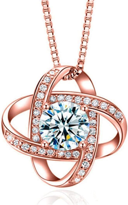 Sunnyshopday 925 Sterling Silver,Sweet Love Heart Pendant.18 inches,Italian Box Chain Necklace Women Girls Jewelery Box (rose gold)