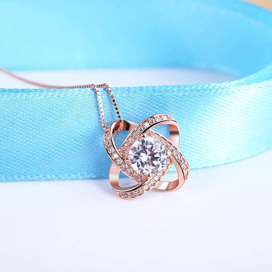 Sunnyshopday 925 Sterling Silver,Sweet Love Heart Pendant.18 inches,Italian Box Chain Necklace Women Girls Jewelery Box (rose gold)