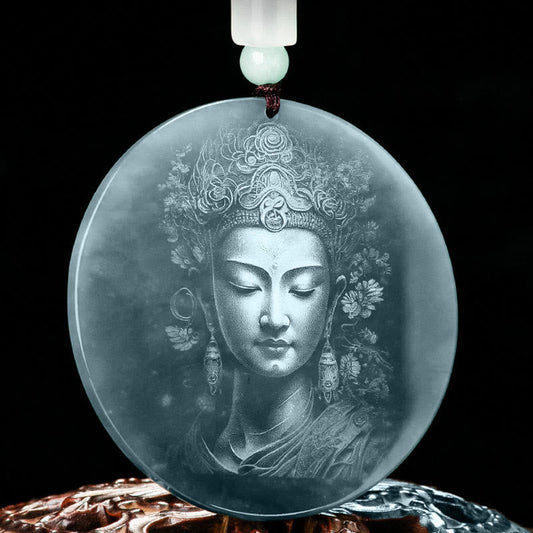 Buddha Energy Necklace Kwan Yin Avalokitesvara Jade Abundance String Necklace Pendant