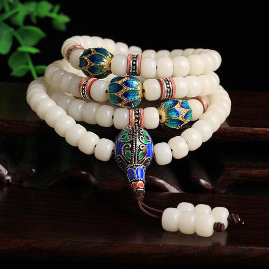 Spiritualität Buddha Karma 108 Perlen Weiße Bodhi-Samen Mala Segensarmband