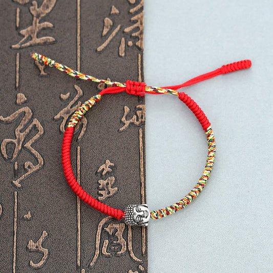 Ancient Tibetan Buddhist Red String Tradition Handmade Colorful King Kong Knot Buddha Serenity String Bracelet