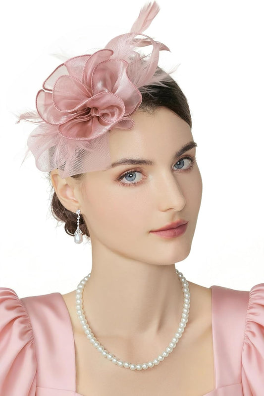 Fascinators Hats for Women - Tea Party Hats Fascinators Kentucky Tulle Ribbon Derby Headband for Wedding Cocktail