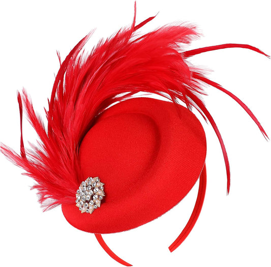 Fascinator Hat for Women Tea Party Kentucky Derby Pillbox Headpiece Costume Feathers Carnival Head Wear
