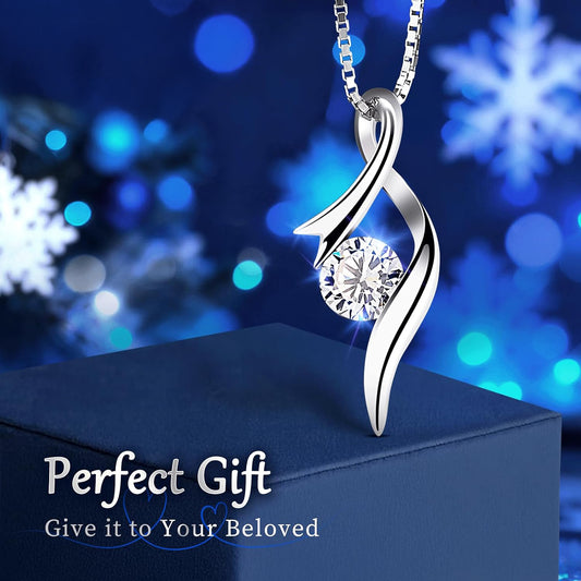 Women's Necklace, S925 Sterling Silver, Eternal Beauty Necklace, 5A Grade Zirconia Sparkling, Detachable Pendant, Christmas/Valentine's Day/Mother's Day/Birthday Gift, Comes with Gift Box
