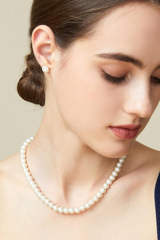 Round Imitation Pearl Necklace Wedding Pearl Necklace for Brides