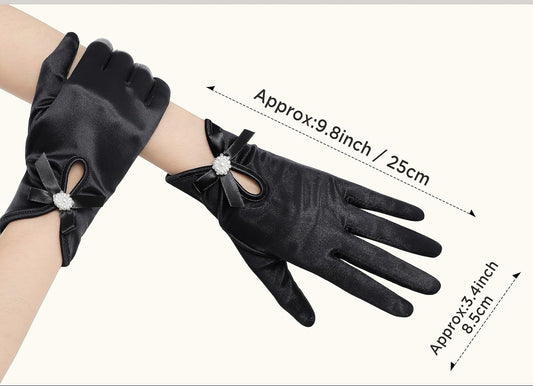 Satin Gloves for Women - Short Prom Gloves Wrist Tea Party Evening Elegant Accessories Wedding Opera Dinner Party