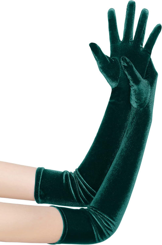 Long Opera Party Gloves - 1920s Flapper Gatsby Costume Accessories Velvet Tea Party Elbow Gloves