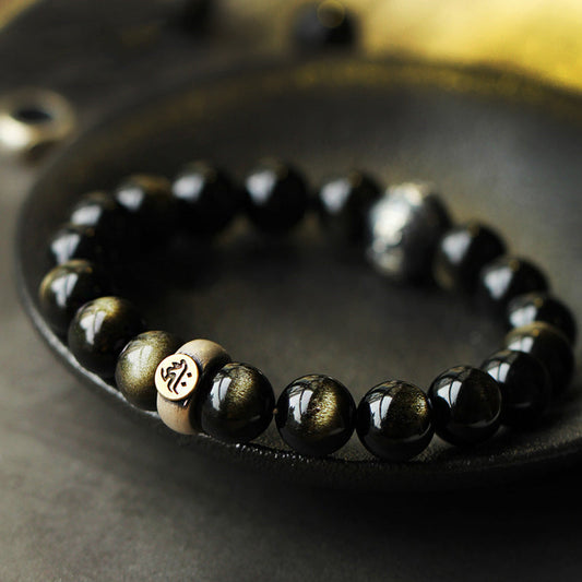 Spiritualität Buddha Karma Chinesisches Tierkreiszeichen Geburtsbuddha Obsidian Reinigungsarmband