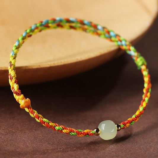 Jade Colorful Rope Luck Jade Bead Abundance Bracelet