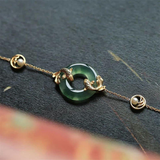 Jade Cyan Jade Koi Fisch Heilende Harmonie Armband