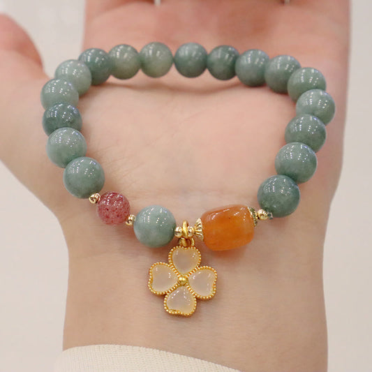 Jade Jade Four Leaf Clover Charm Prosperity Bracelet